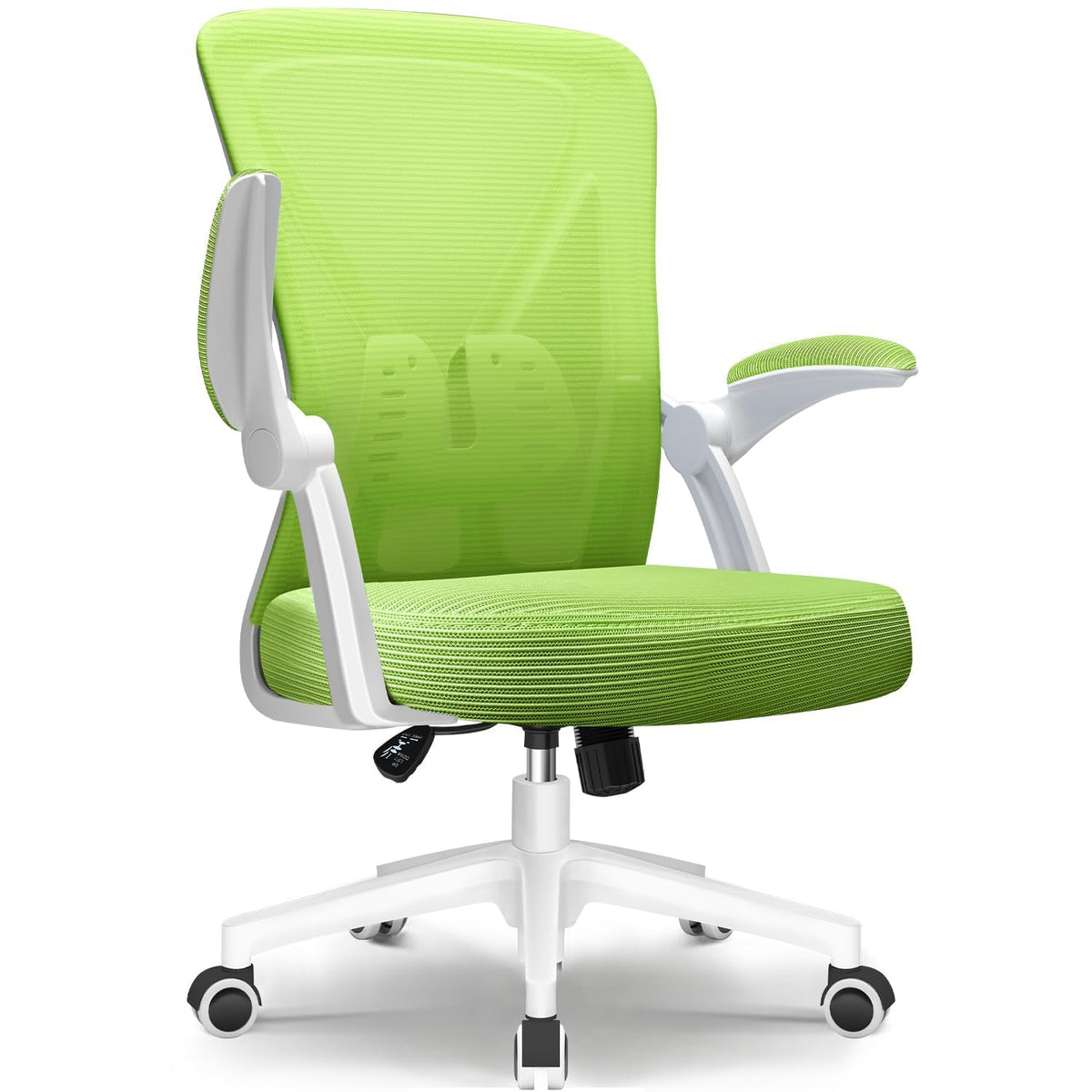 Hinonde Office Chair, Desk Chair with Folding Armrests and Rocker Function, 360° Swivel Chair, Height-Adjustable Office Chair, Ergonomic Home Office Chair with Breathable Mesh, Up to 150 kg