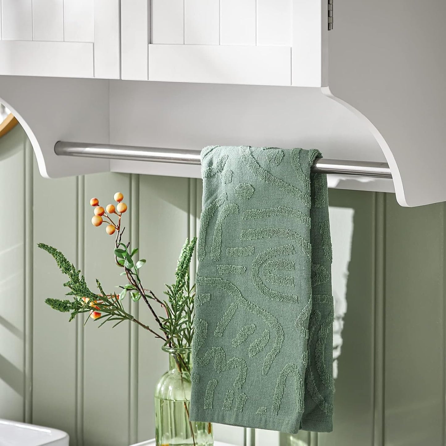 SoBuy BZR84-W Wall-Mounted Bathroom Cabinet with 2 Doors, 60 x 30 x 60 cm, Adjustable Shelves, Towel Rail, Storage Solution for Small Bathrooms