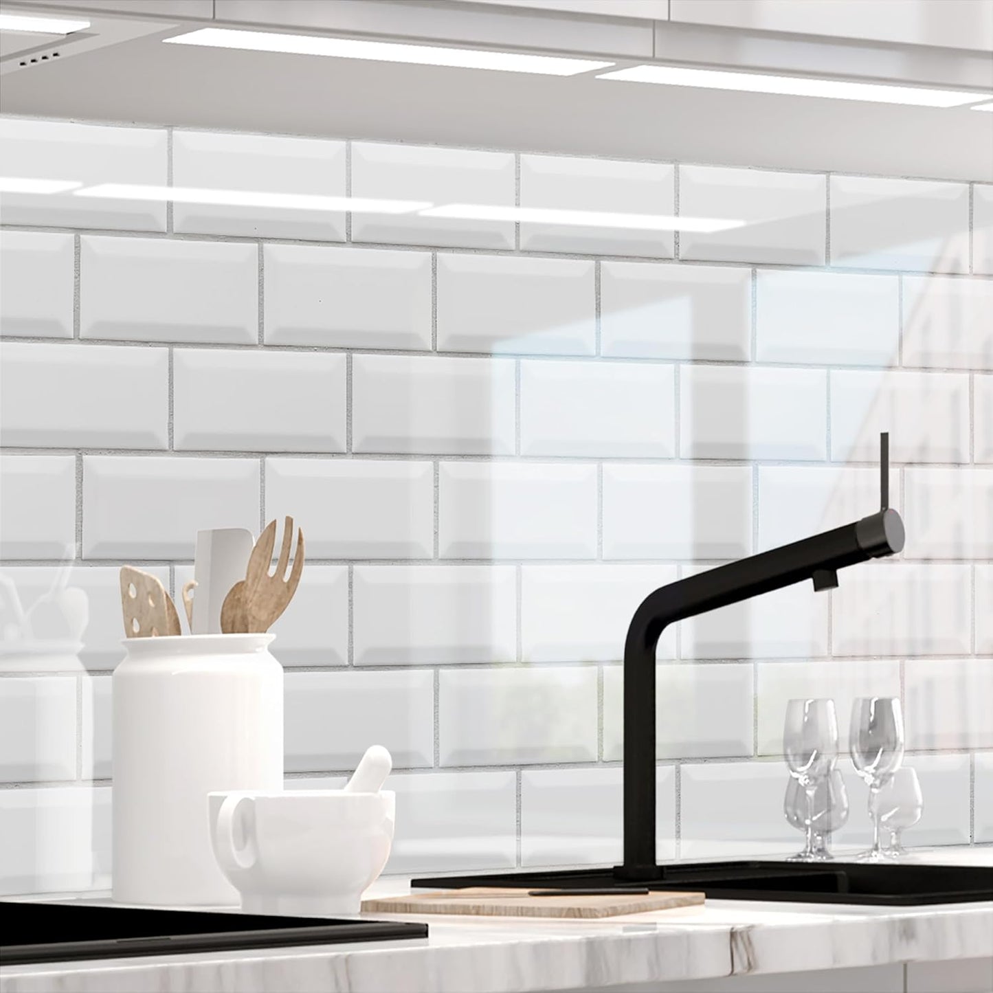 Stickerprofis Kitchen Splashback, Matte, Self-Adhesive, Pure White, 1.8 mm, Hard Plastic, for All Surfaces, Splash Guard, Premium, 60 x 280 cm