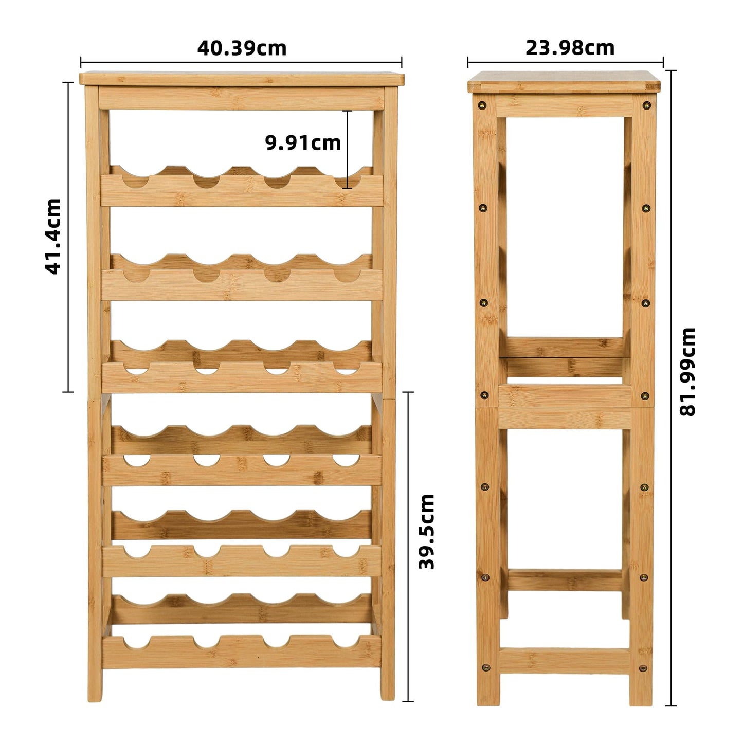 VASMIA Bamboo Wine Rack for 24 Bottles, Bottle Rack with 6 Levels for Cellar, Kitchen, Bar, Dining Room, Bottle Holder Wood with Table Top 41 x 24 x 81 cm, Natural