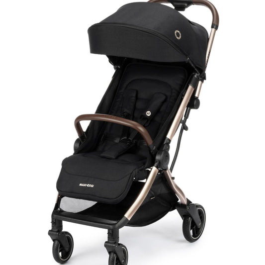 Maxi-Cosi Eva3 Baby Stroller, 0-4 Years, 0-22 kg, Baby Pram, Lightweight and Compact, Flat Reclining Position, 3 Reclining Positions, Automatic with 1 Hand Folding, Carry Strap, Essential Black