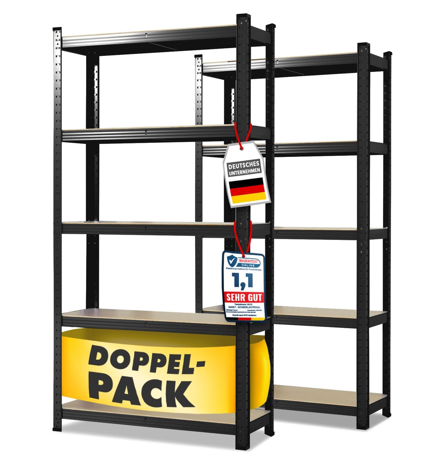 casa pura Heavy Duty Shelving Unit Set of 2 Cellar Shelves Storage Shelves 30 x 75 x 150 cm Shelf with Steel Frame Maximum Load 650 kg Each 5 Adjustable Shelves Silver