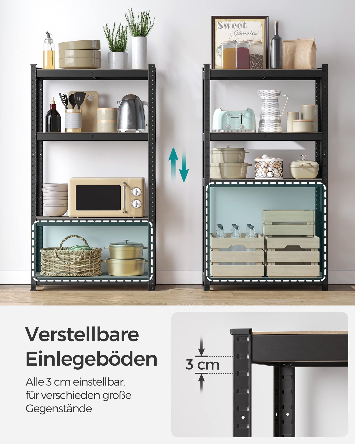 SONGMICS Heavy Duty Shelving Unit Set of 2 Cellar Shelves Storage Shelves 40 x 80 x 160 cm Shelf with Steel Frame Maximum Load 520 kg 4 Adjustable Shelves Silver GLR044E02