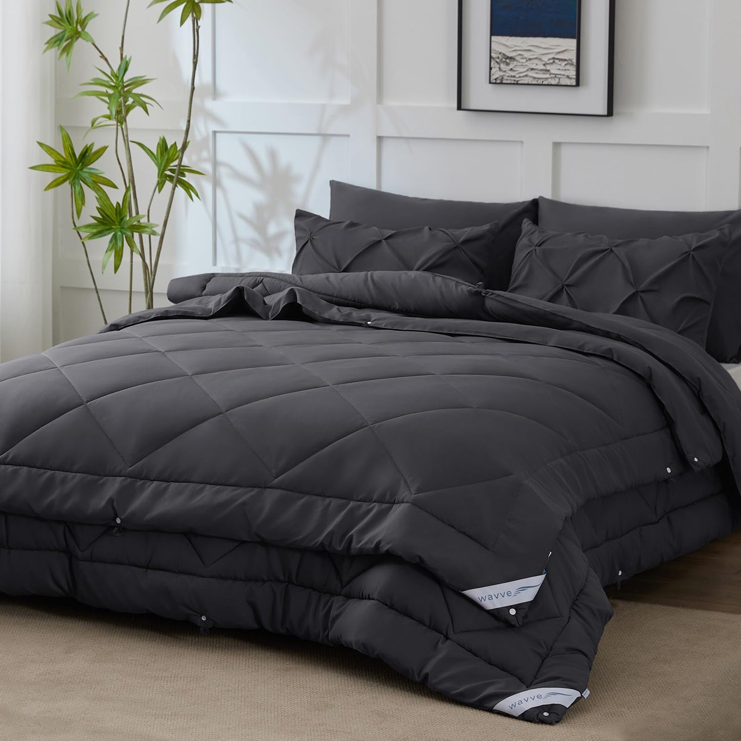 WAVVE Duvet 135 x 200 cm 4 Seasons 2-Piece Grey - All Season Duvet 135 x 200 cm 300 g/m² Summer Duvet 135 x 200 150 gsm = Winter Duvet 450 gsm, Quilt 200 x 135 cm for Four Seasons/Summer/Winter