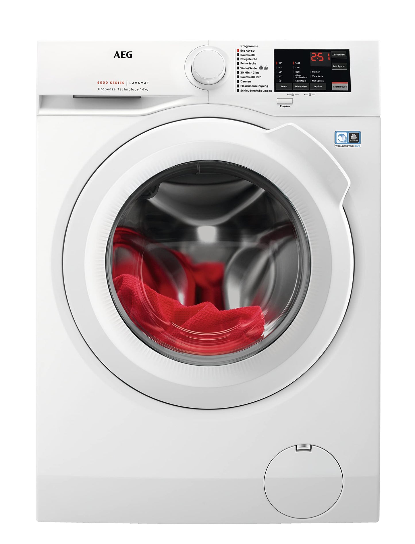 AEG L6AMZ49FL Washing Machine, Series 6000 with ProSense®, 9.0 kg, Quiet, Automatic Volume, Refill Function, Child Lock, Gentle Drum, Water Stop, 1400 rpm
