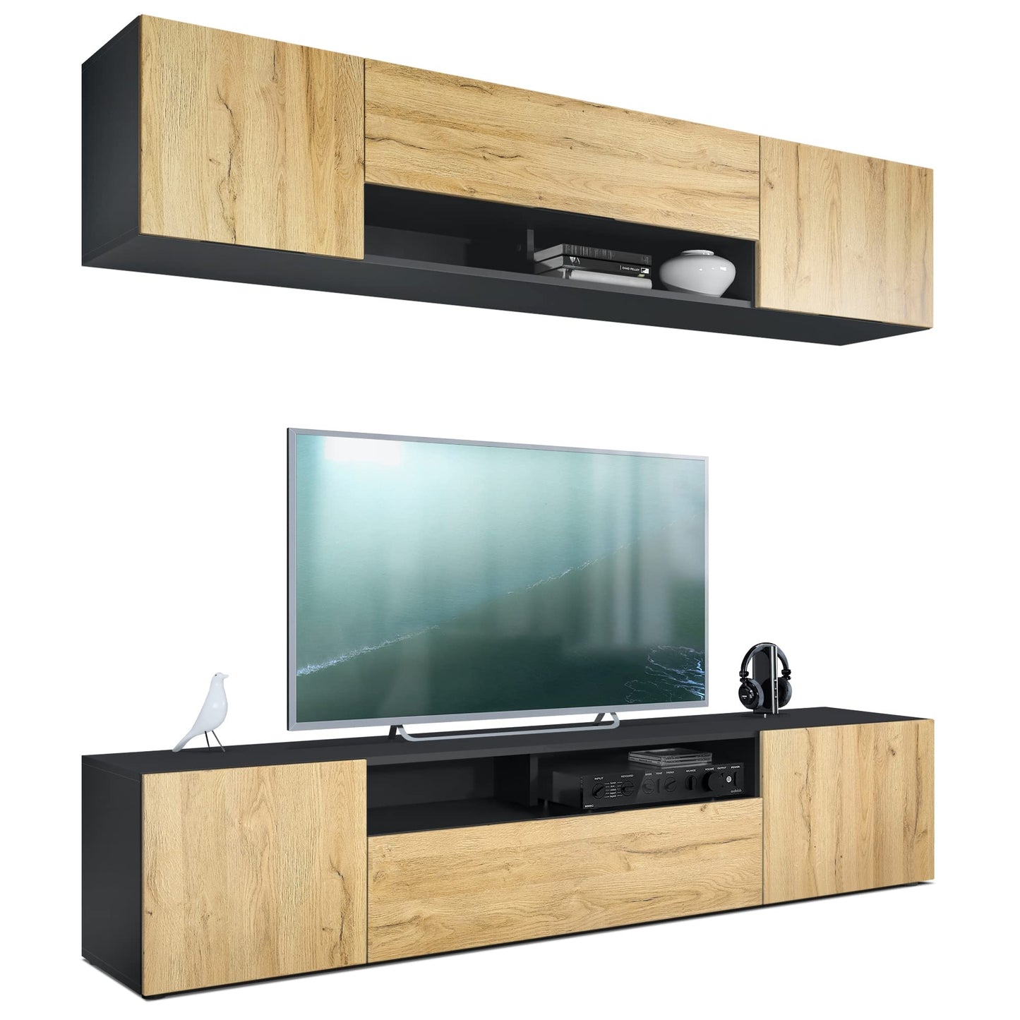 Vladon Mogan Wall Unit Black