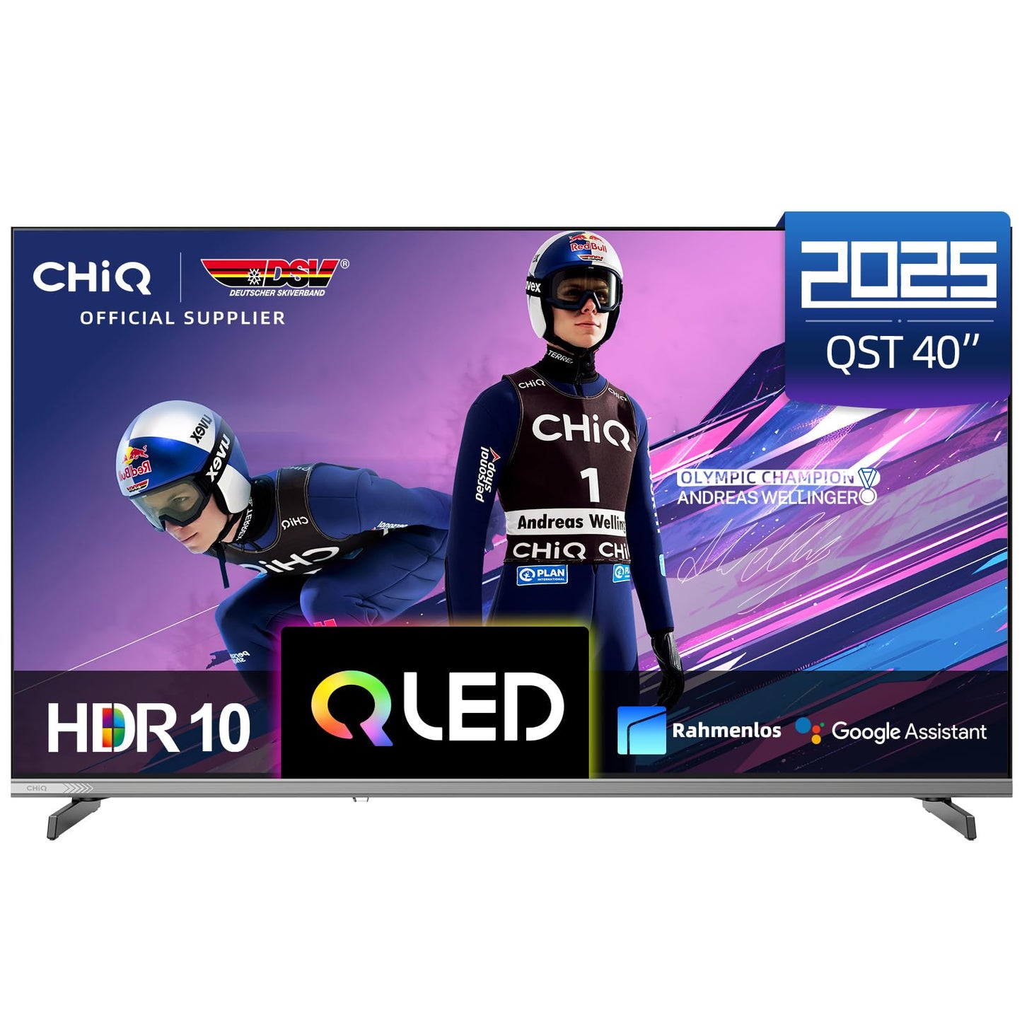 CHIQ L40FT 40 Zoll, Full HD, (100 cm) Smart Fernseher, HDR10, Dolby Audio & DBX-tv, Triple Tuner DVB-C/T2/S2, Integrierter Chromecast, Metall Randlos Design