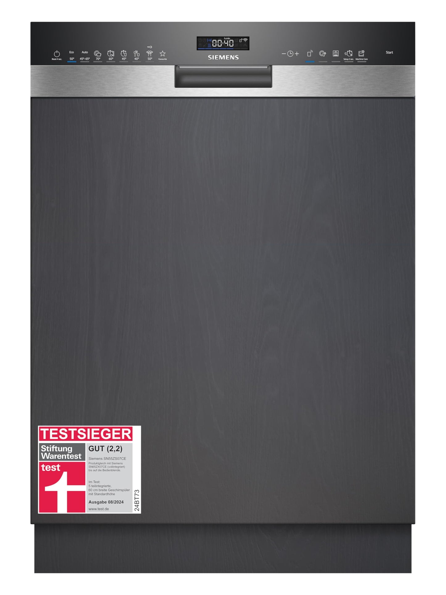 Siemens SN53ES06VE, iQ300 Smarter Geschirrspüler, Teilintegrierte Spülmaschine, 60 cm, Besteckschublade, auto Türöffnung, 3-fach rackMatic, besonders leise, intensiveZone, varioSpeed, aquaStop