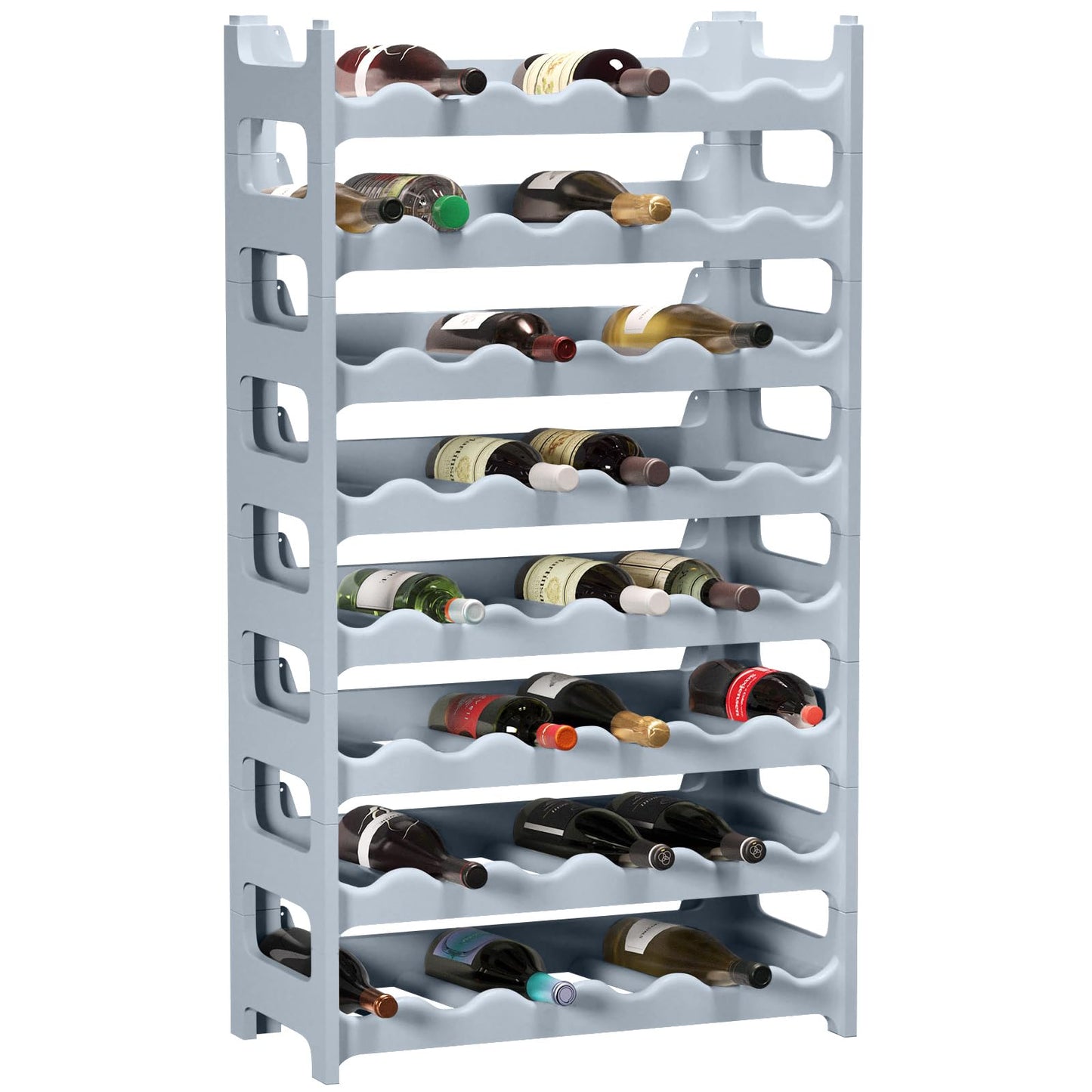 Artecsis Stackable Plastic Wine Rack for 48 Bottles, Sturdy Catering Quality Bottle Rack, Modular Expandable, Black