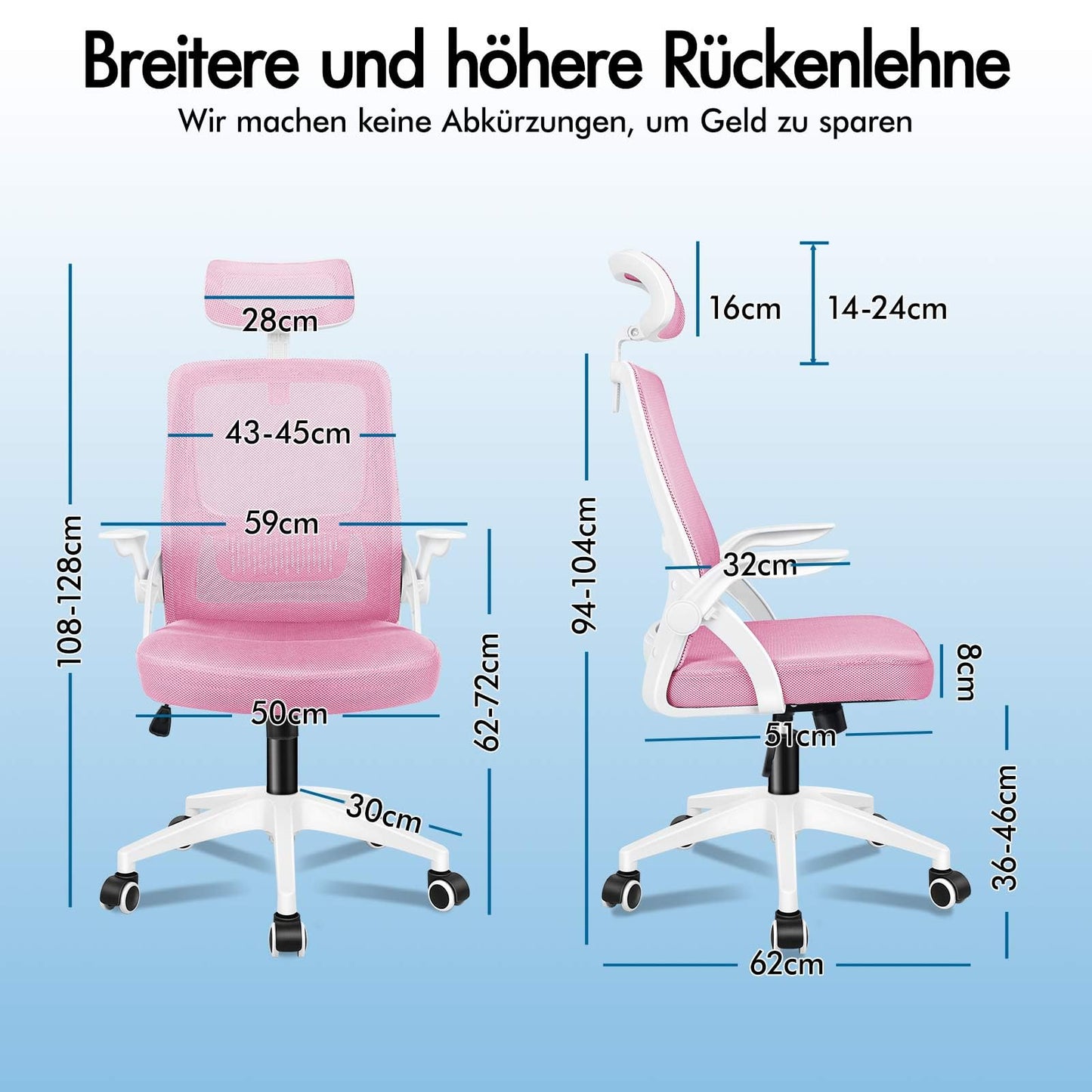 ALFORDSON Ergonomic Office Desk Chair, Computer Chair with Dynamic Lumbar Support, Tilting Swivel Chair with Flip Up Armrest, Black