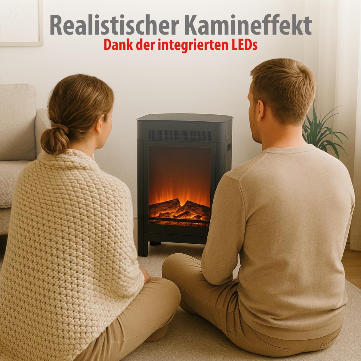 alpina Lucerne Electric Fireplace - Electric Fireplace with Heating 1800-2000W - Electric Fireplace with Thermostat Heating - LED Fireplace with Realistic Flame Effect - Compact Fireplace Freestanding