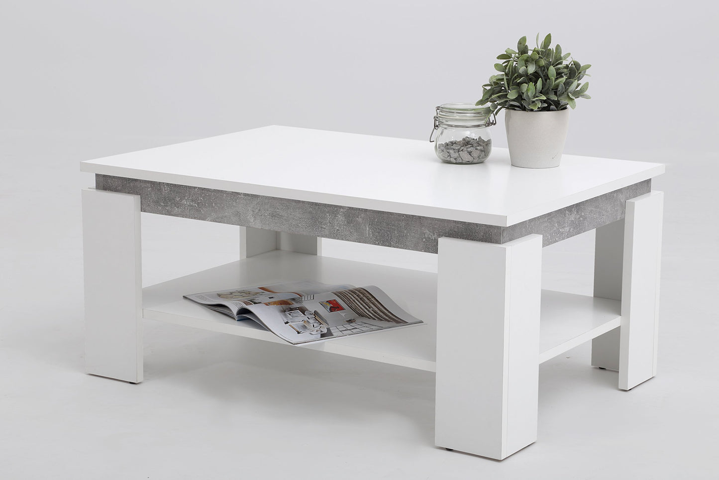Hela Tische, Tim Coffee Table, Square Sofa Table, Melamine-Coated Wood Material, Coloured Table Wreath, Concrete Look/Anthracite, 68 x 68 x 41 cm