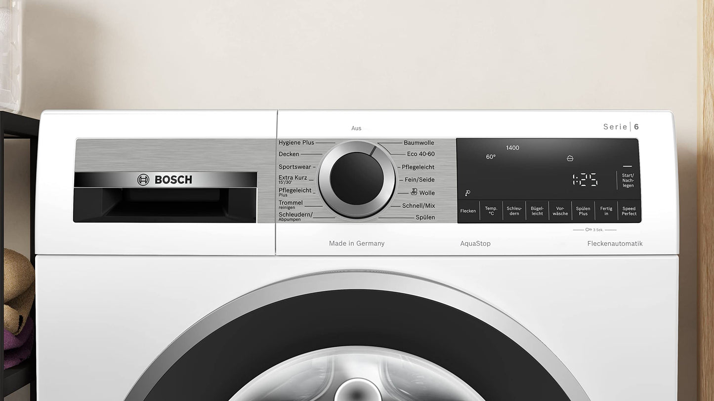 Bosch WUU28T70 Series 6, Washing Machine 8 kg, 1400 rpm, Undermountable, Quick Wash with SpeedPerfect, Refill Function, Hygiene Plus, Vario Drum, Quiet Thanks to EcoSilence Drive, LED Display, White