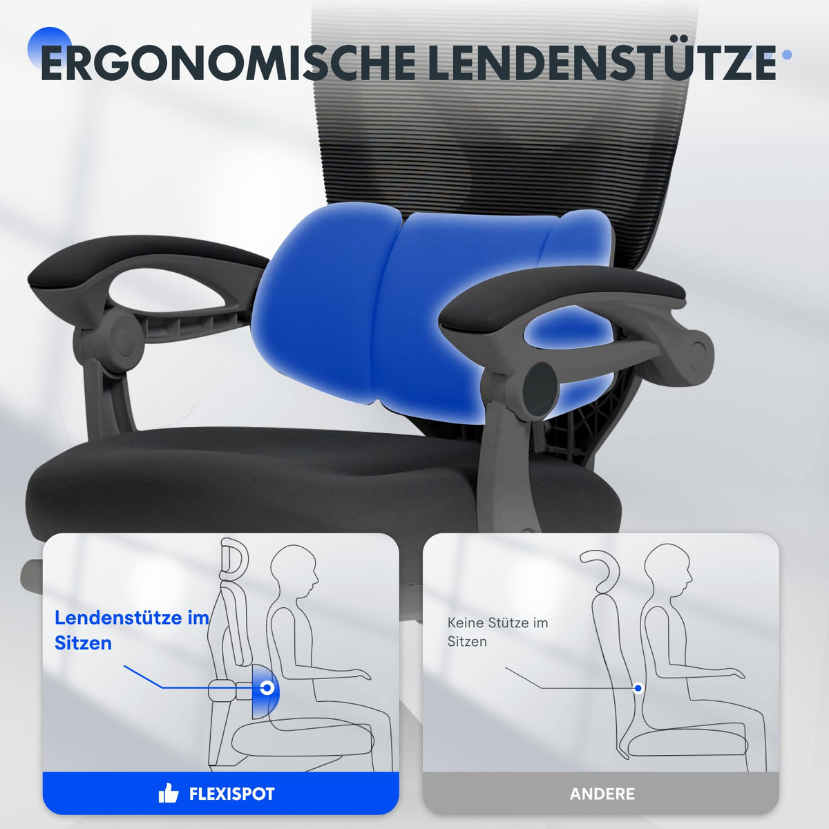 FLEXISPOT Ergonomic Office Chair, X-shaped Desk Chair with 135° Tilt, Coupled Armrests with Zoned Adjustable Lumbar Support, Swivel Chair with Footrest, 3D Headrest, White/Grey