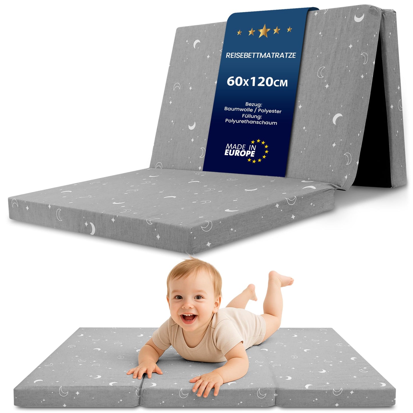 Folding Mattress Foldable Travel Cot Baby Mattress 60 x 120 cm - Folding Mattress for Children Guest Mattress Foldable Baby Mattress Floor Mattress Sleeping Mattress and Travel Mattress 60 x 120 cm