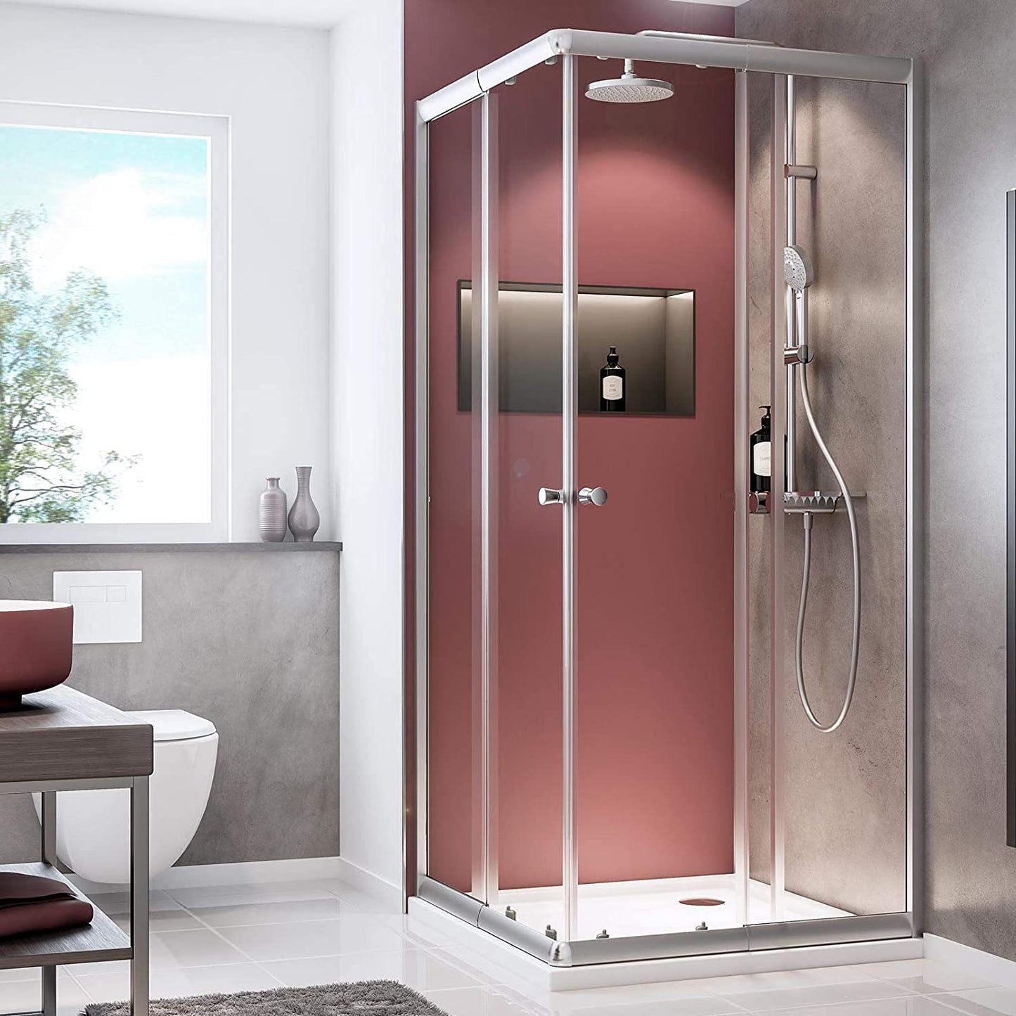 Shower Cubicle Sunny Corner Entry with Sliding Doors, 4060991057809