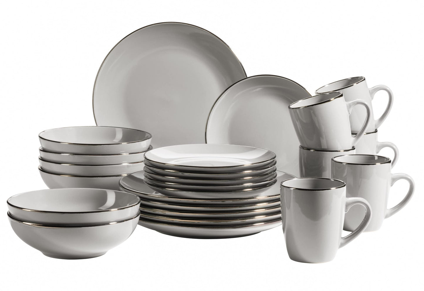 MÄSER 931626 Metallic Rim, Modern Crockery Set