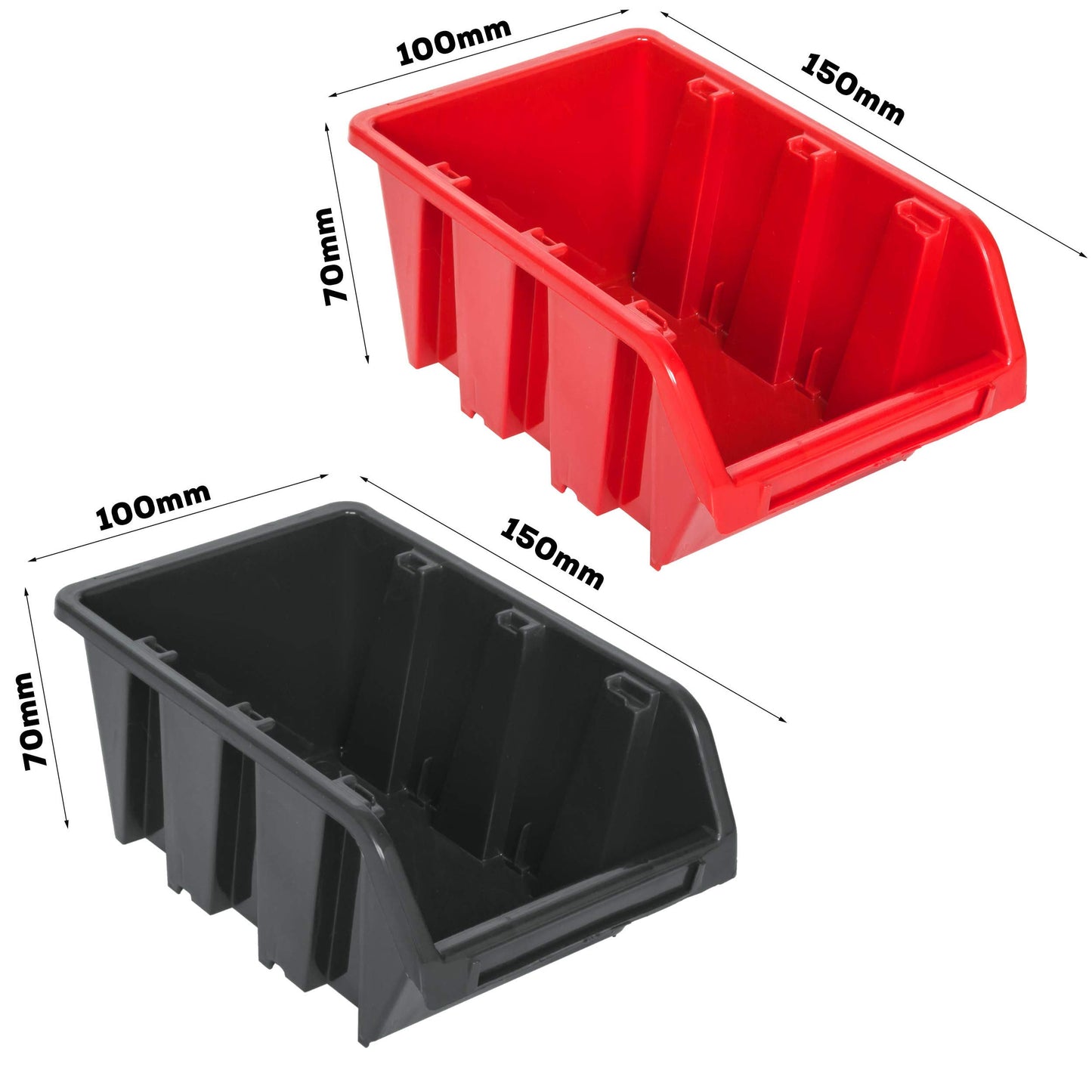 botle 24 Stacking Boxes Wall Shelf Plastic 77 x 78 cm Tool Holder Workshop Garage Storage System Storage Boxes Chute