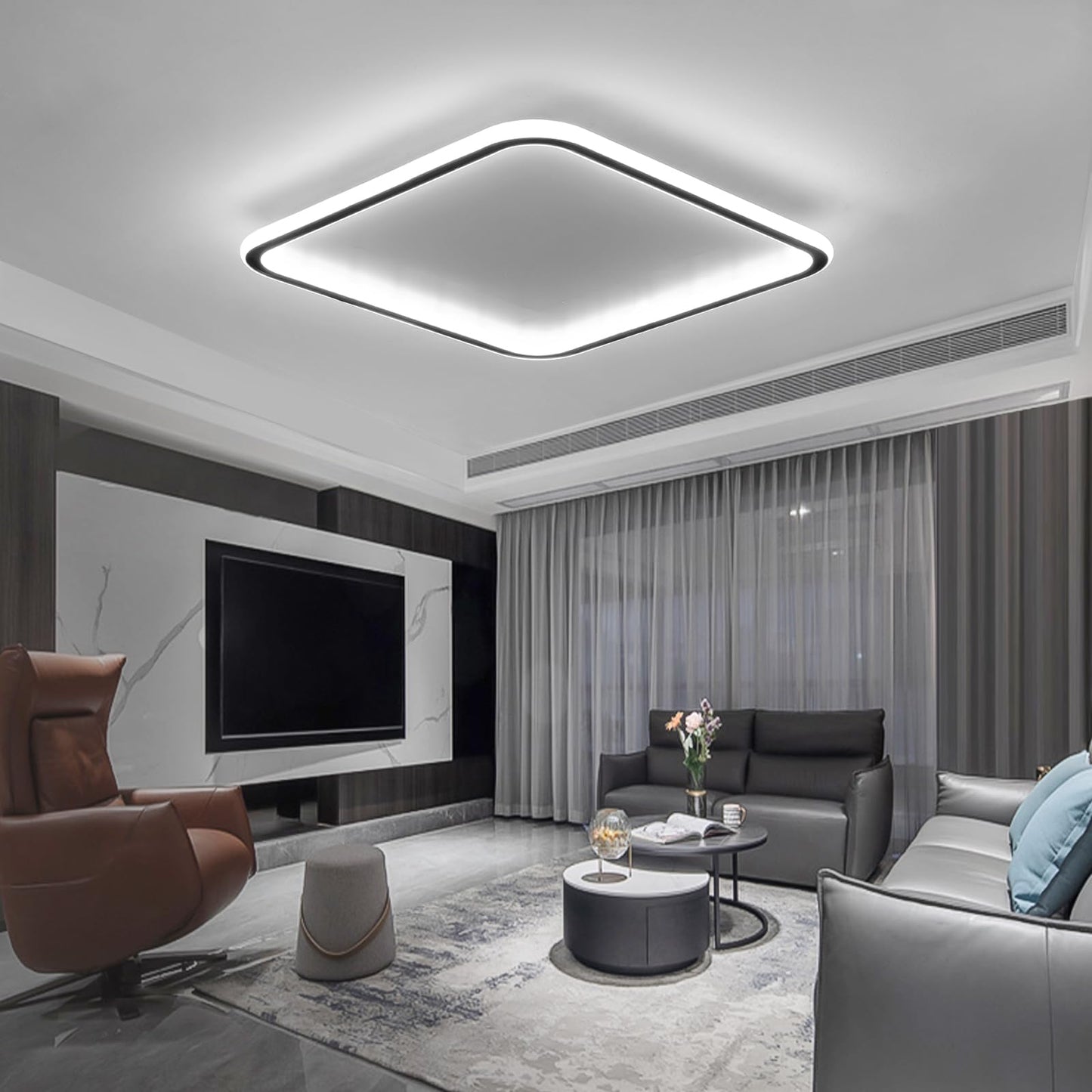 Mikeru 3000K Ceiling Light, 40 cm LED Round Ceiling Lighting, Warm White Ceiling Light, Flush Mount Bathroom Ceiling Lights Without Remote Control for Living Room, Hallway, Bedroom
