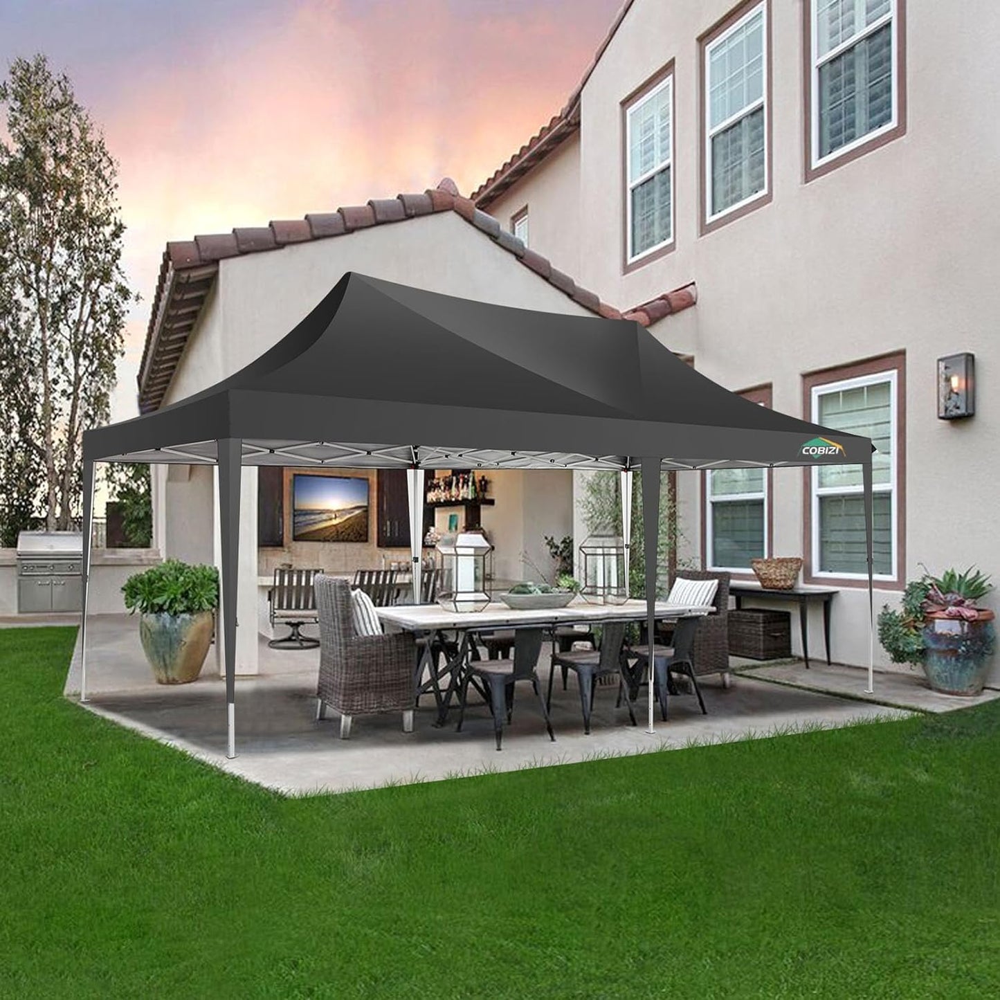 COBIZI Pavillon 3x6,Faltpavillon 3x6 Wasserdicht Stabil Winterfest, Sofort aufklappbare Vordächer Outdoor Gartenzelt mit 6 Seitenteilen, für Party Garten Festival, Weiß