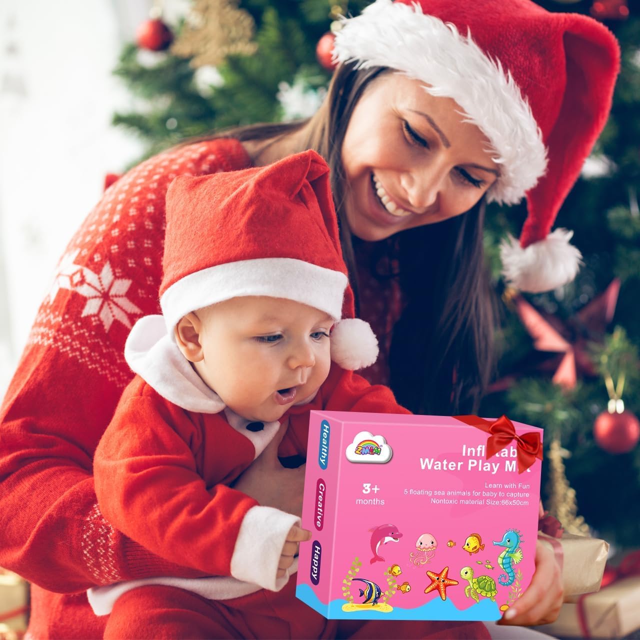 ZMLM Baby Tummy Time Water Mat: Toddler Toy Gift Activity Play Mat Inflatable Sensory Play Mat Babies Belly Time Pat Indoor Small Pad for 3 6 9 Months Newborn Boys