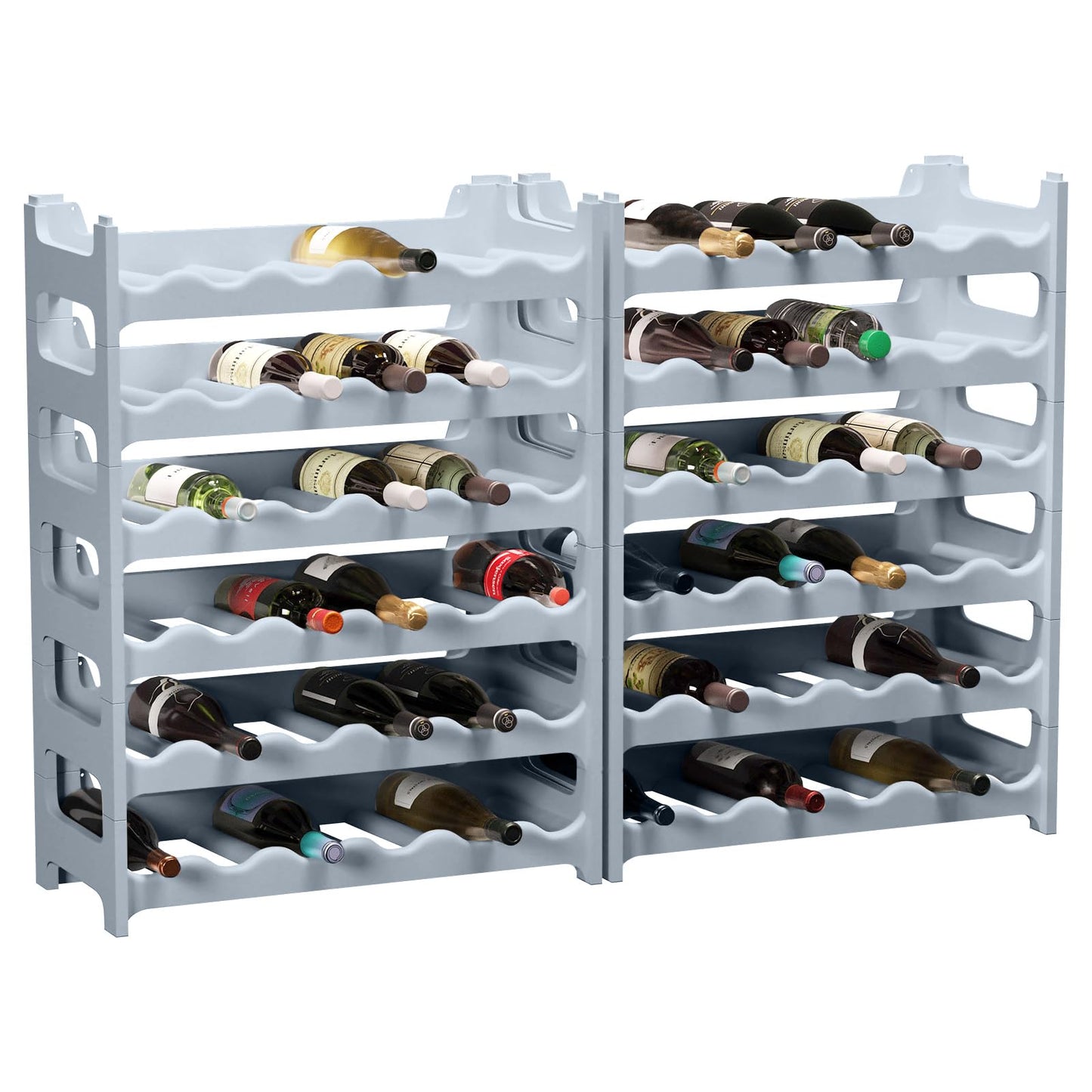 Artecsis Stackable Plastic Wine Rack for 48 Bottles, Sturdy Catering Quality Bottle Rack, Modular Expandable, Black
