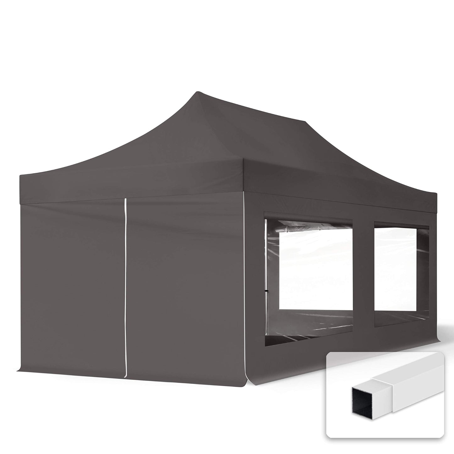 TOOLPORT 3 x 6 m Folding Gazebo Party Tent Gazebo Steel 30 mm 4 Side Panels Panoramic Window Cream