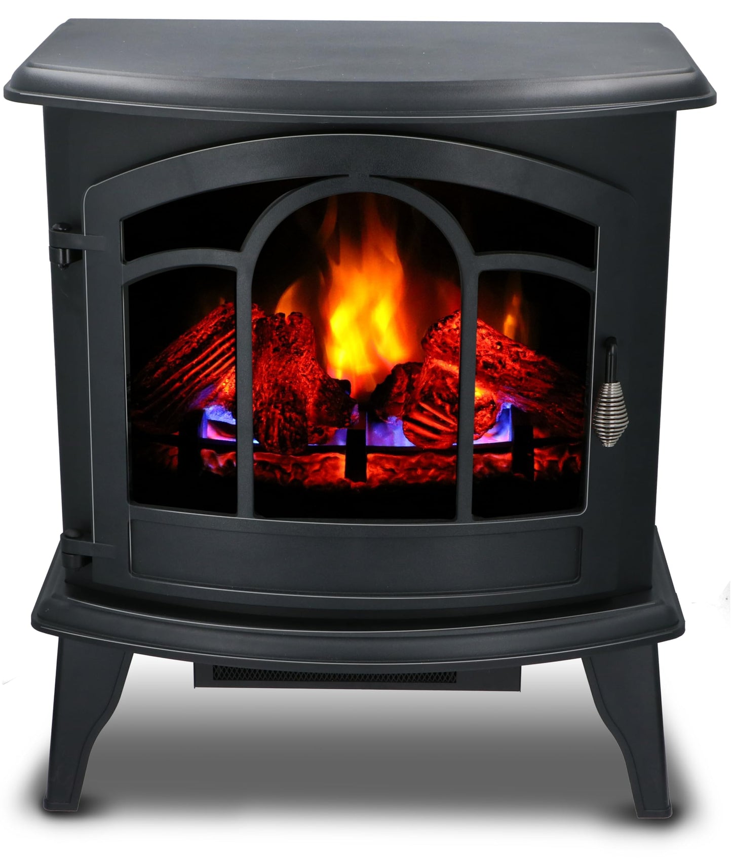 alpina Vicenza Electric Fireplace with Heater, Electric Heater 2000 W, Fireplace with Heater, Remote Control and Timer, Electric Stove with LED Flames, Freestanding, Black, 1800 W