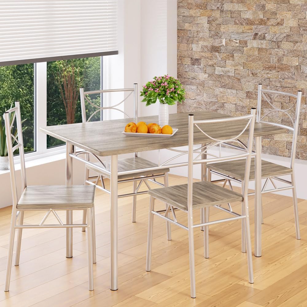 Casaria Dining Table Kitchen Table with 4 Chairs Dining Room Set Kitchen Table Chair Set