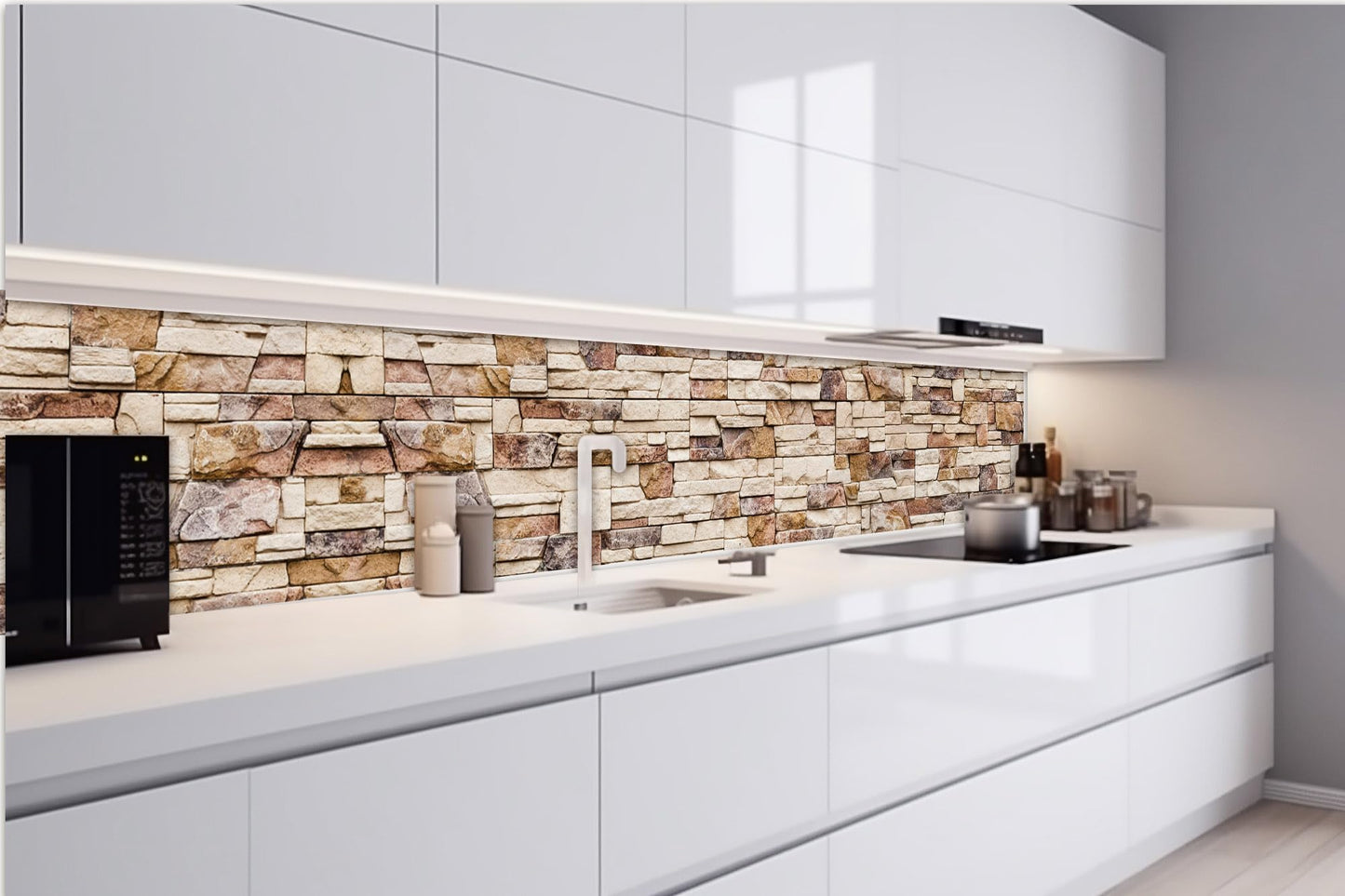 Küchenrückwand Folie selbstklebend HOLZLATTEN | Klebefolie - Dekofolie - Spritzschutz für Küche | Made in EU - 260 cm x 60 cm