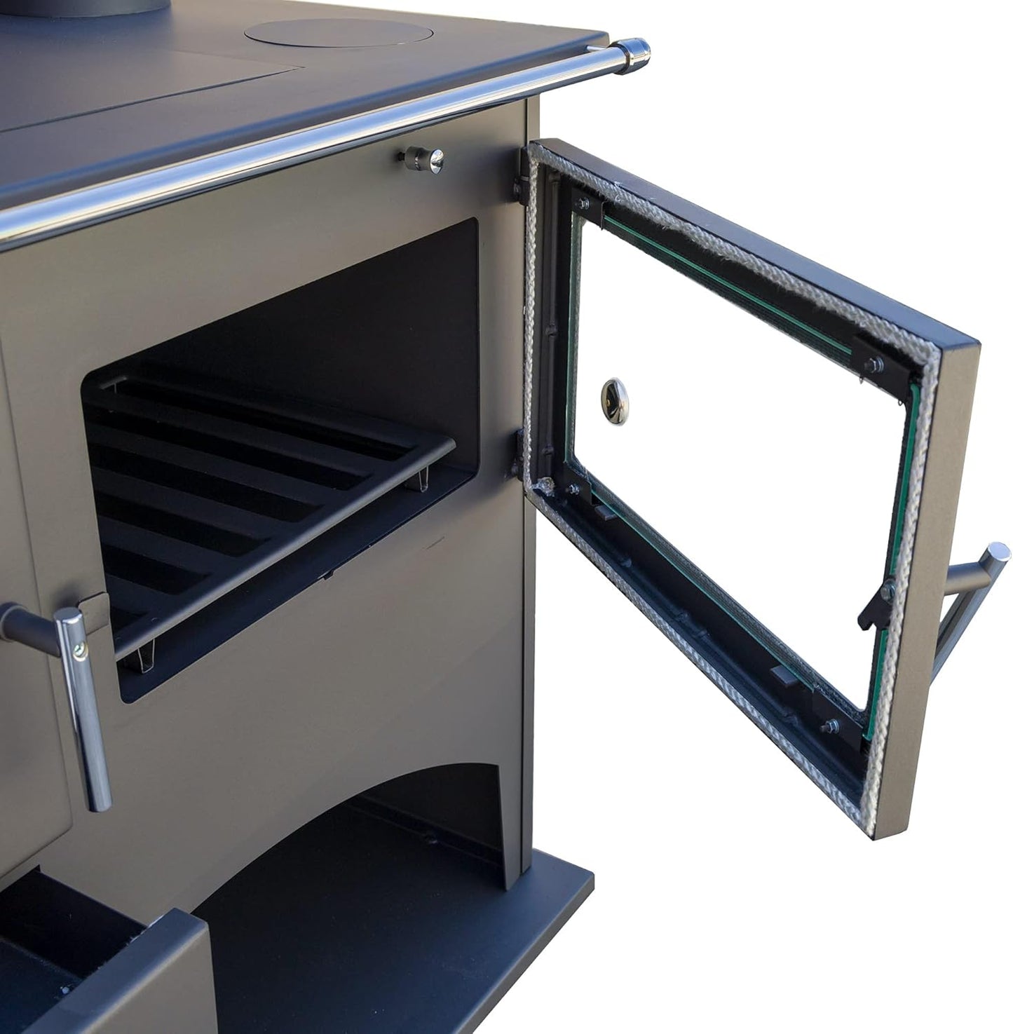 Viki 25071 Workshop Stove with Baking Compartment and Hob 10.5 kW Swedish Stove Fireplace Hut Oven