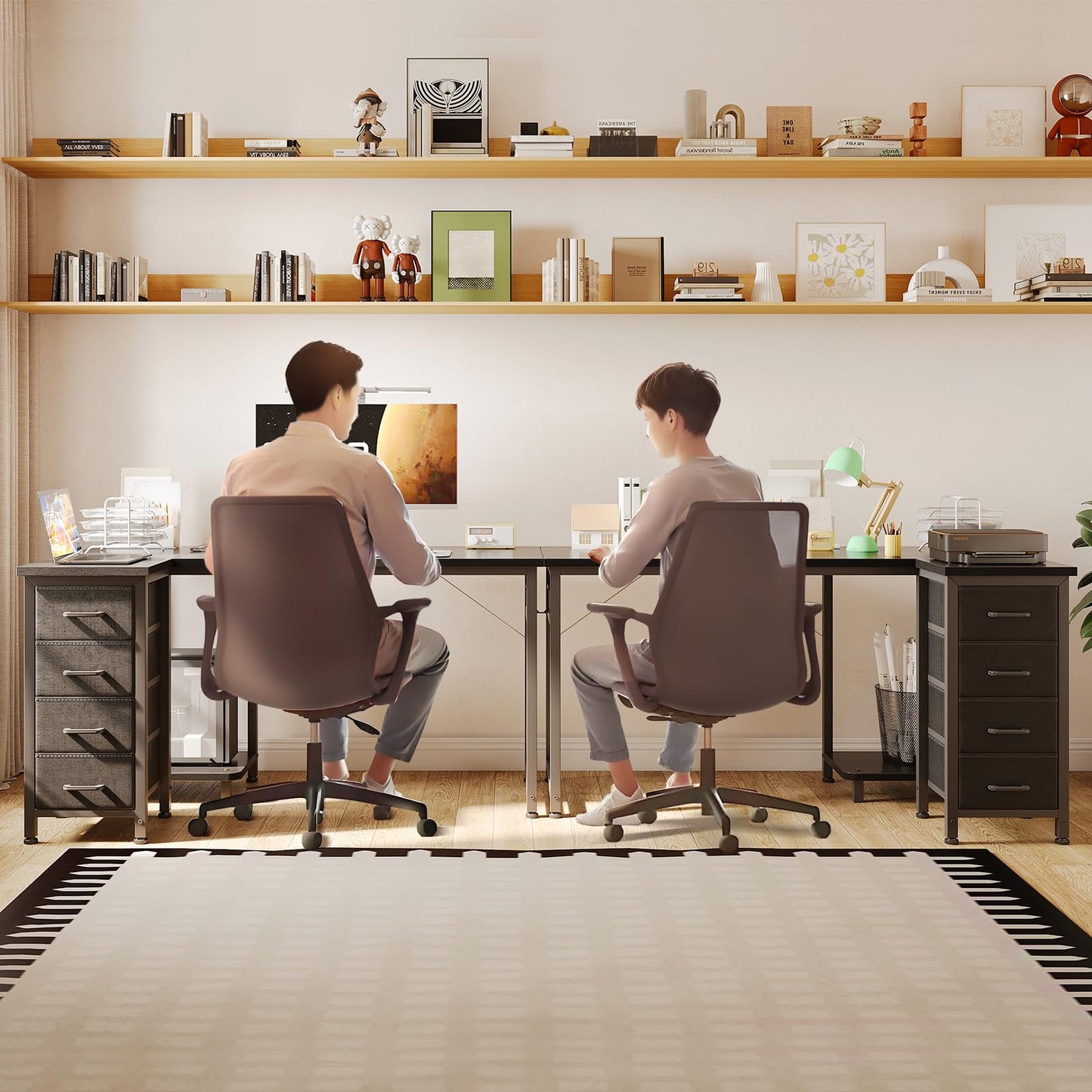 Coleshome Corner Desk, 100 x 70 cm, L Shape Desk with 4 Drawers, Reversible Computer Desk for Office, Study, Bedroom, White