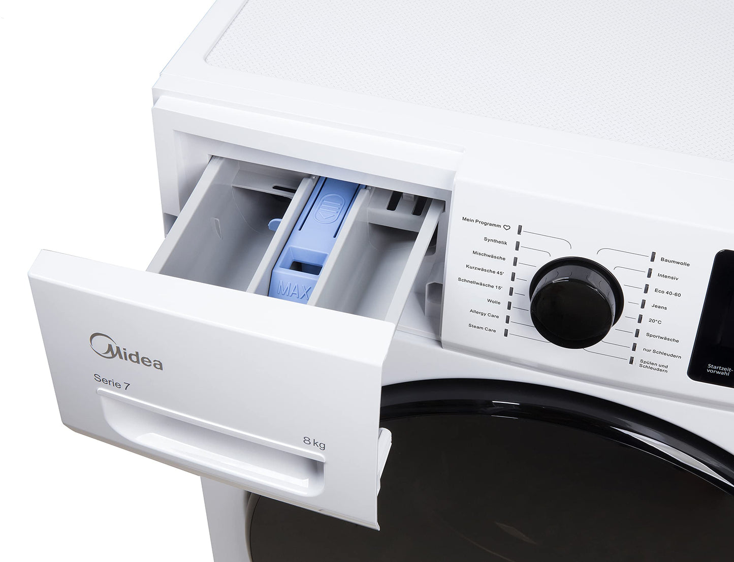 Midea MF10EW70B Washing Machine / 7 kg / 1400 rpm / Energy Efficiency Class A / Inverter Quattro Motor / Steam Function / Large Drum / Refill Function / Child Safety Lock / AquaStop, White