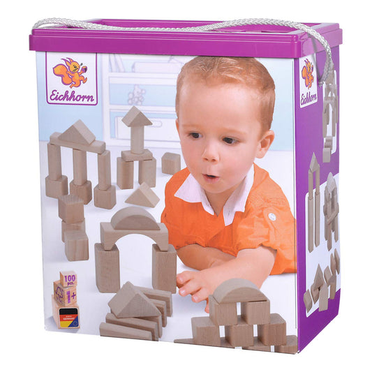 Eichhorn Colourful Wooden Building Blocks In One Shape, 25 mm