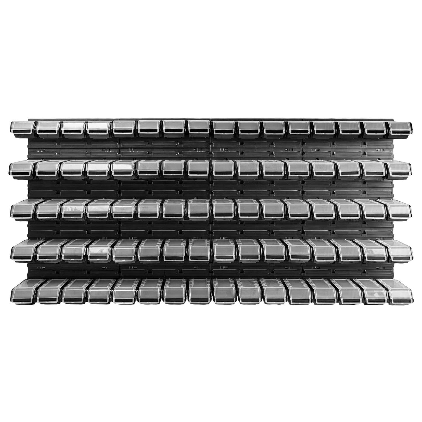 PAFEN Stacking Box Wall Shelf – 1544 x 780 mm – Storage System 80 Pieces Boxes with Lid – Storage Shelf, Storage Boxes, Storage Boxes, Shed Shelf, Black