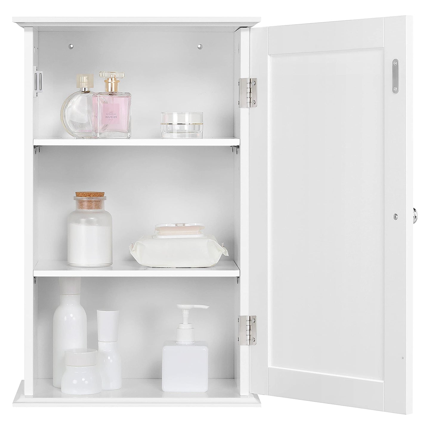 Yaheetech Wall Cupboard, Wall Cabinet with One Door, Bathroom Cabinet, Kitchen Cabinet, Medicine Cabinet in White, 35 x 21 x 55 cm