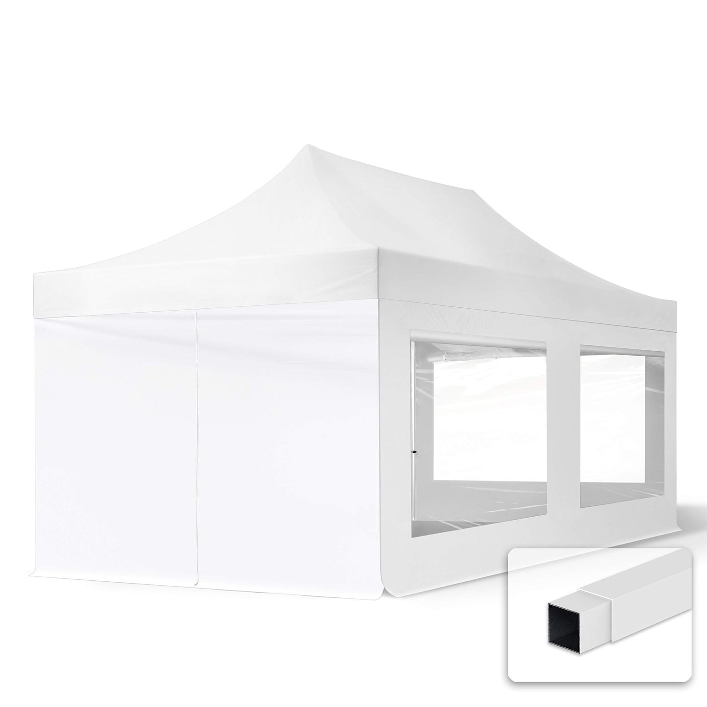 TOOLPORT 3 x 6 m Folding Gazebo Party Tent Gazebo Steel 30 mm 4 Side Panels Panoramic Window Cream