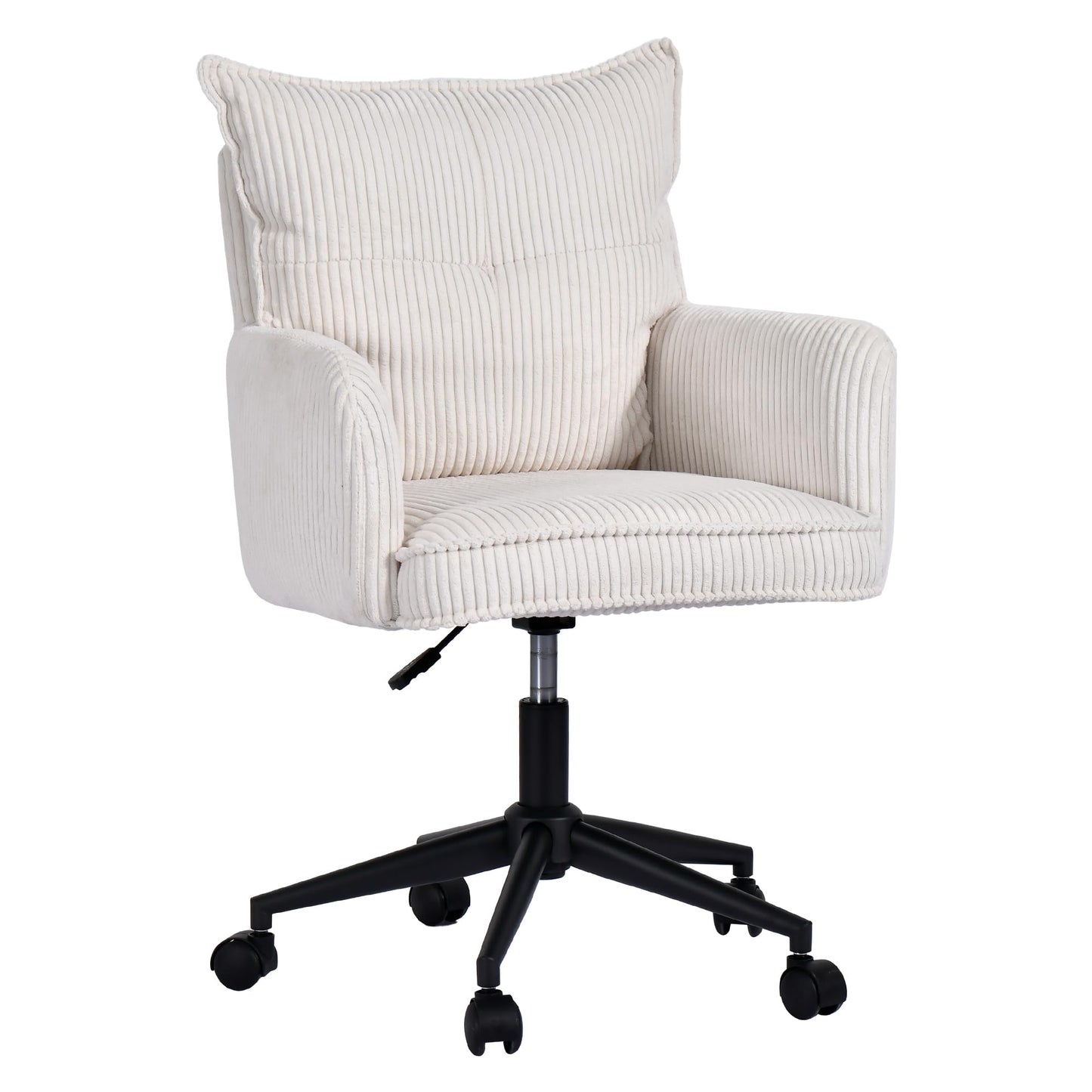 Duhome Bürostuhl Schreibtischstuhl aus Kordsamt, Drehstuhl Schminktisch Stuhl Höhenverstellbar Computerstuhl, Weiß
