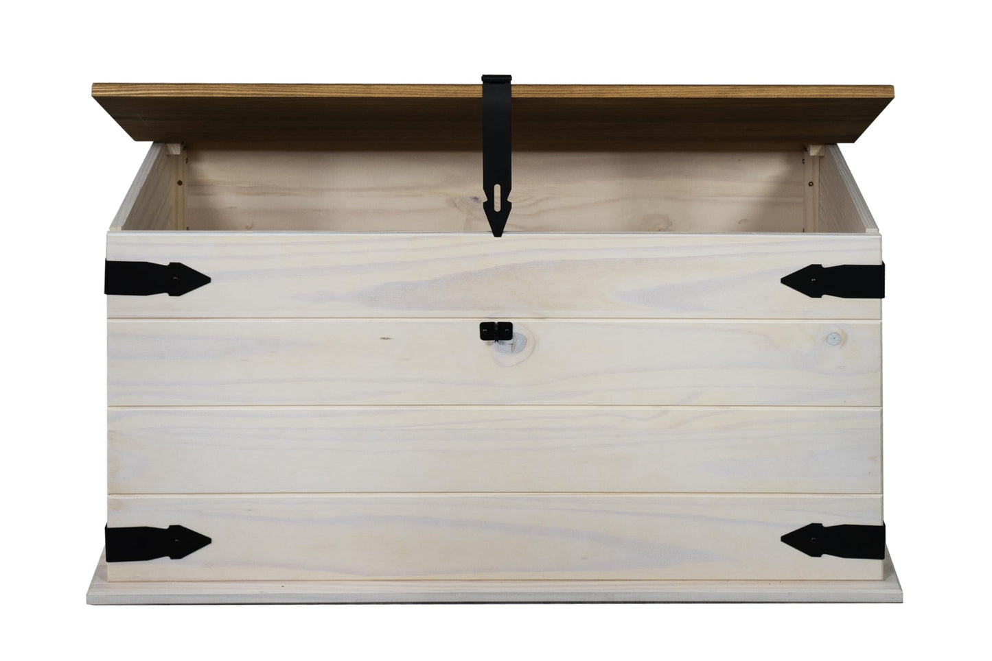 SAM Cancun Coffee Table Solid Pine Wood Side Table with Drawer White Varnished Honey Top Plate Black Metal Handle Mexico Furniture