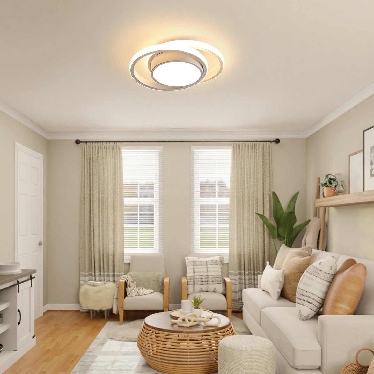 Comely LED Ceiling Lights, Pack of 2, 32 W, Round, 2350 lm, Modern, for Bedrooms, Bathrooms, Kitchens, Corridors, Balconies, 4500 K Neutral Light, Diameter 280 mm