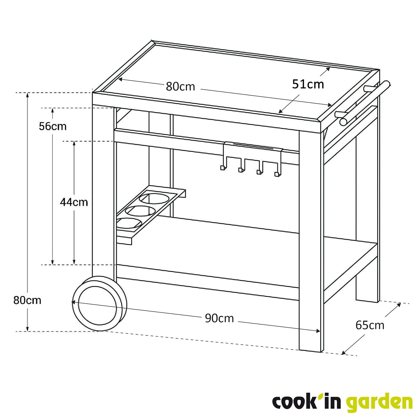 Cook'in garden WT018T Nova Serving Trolley - Size: XL