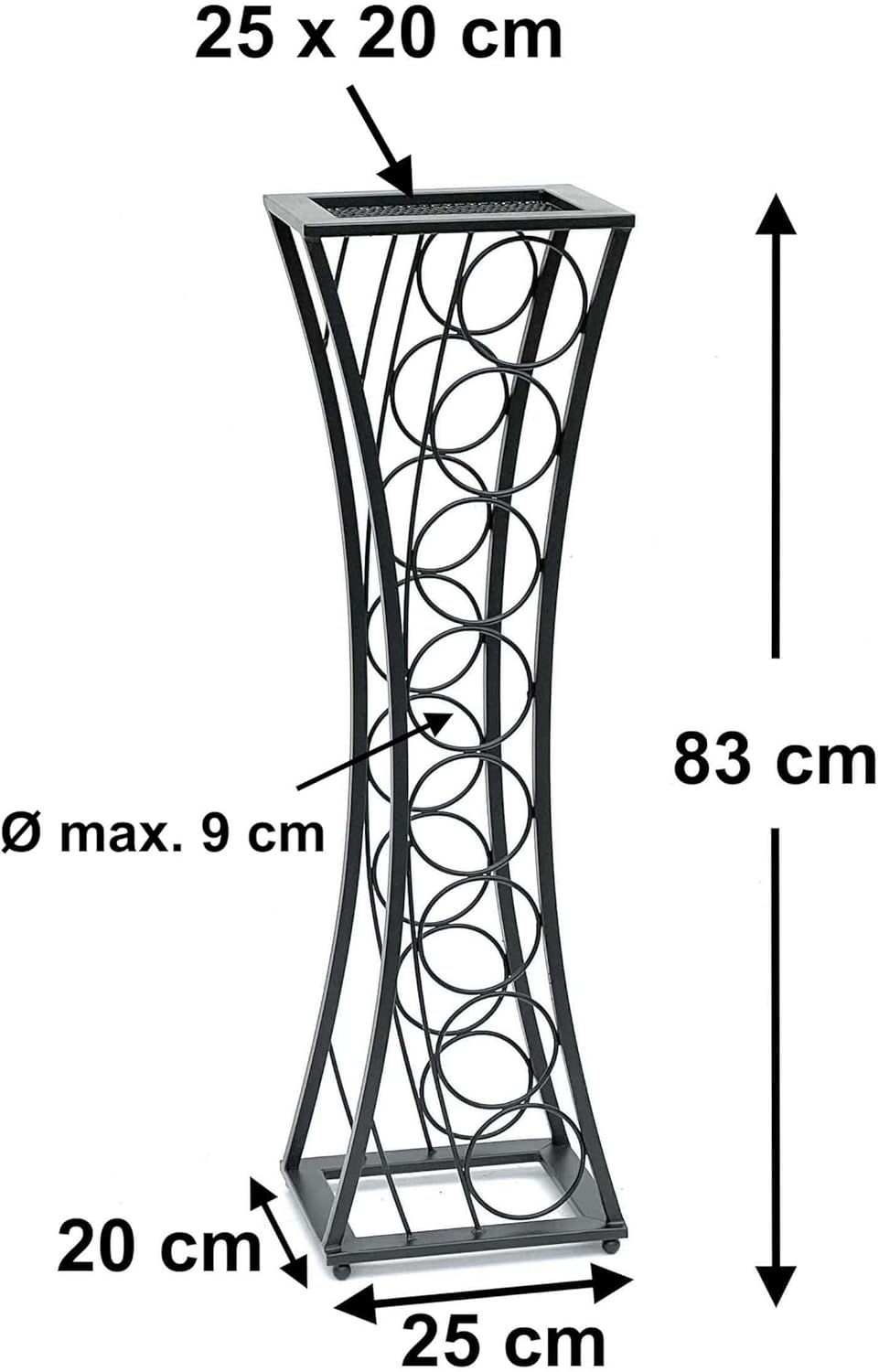 DanDiBo Wine Rack Metal Black Standing Mika 80 cm 96536 Bottle Rack Bottle Stand Bottle Holder Slim Modern