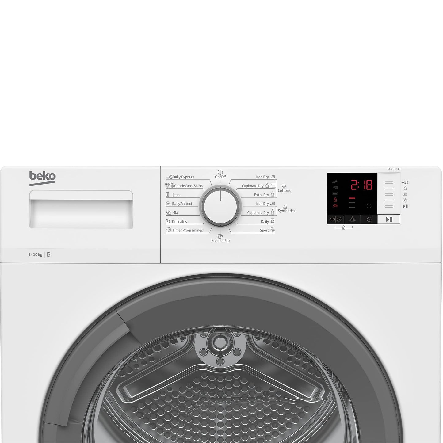 Beko BM3T38210W1 Heat Pump Dryer, Tumble Dryer, 8 kg, Suitable for Allergy Sufferers, Hygiene Drying & Refreshing Hygiene, 15 Programmes, Express, White
