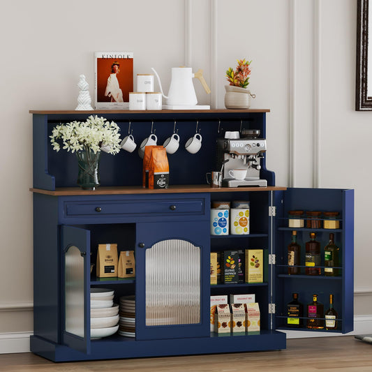 HOLTICO Küchenschrank mit Arbeitsplatte, Küchenbuffet Buffetschrank Grün, Weinschrank mit Schublade und Oberer Ablage, Kommoden & Sideboards für Wohnzimmer, Esszimmer