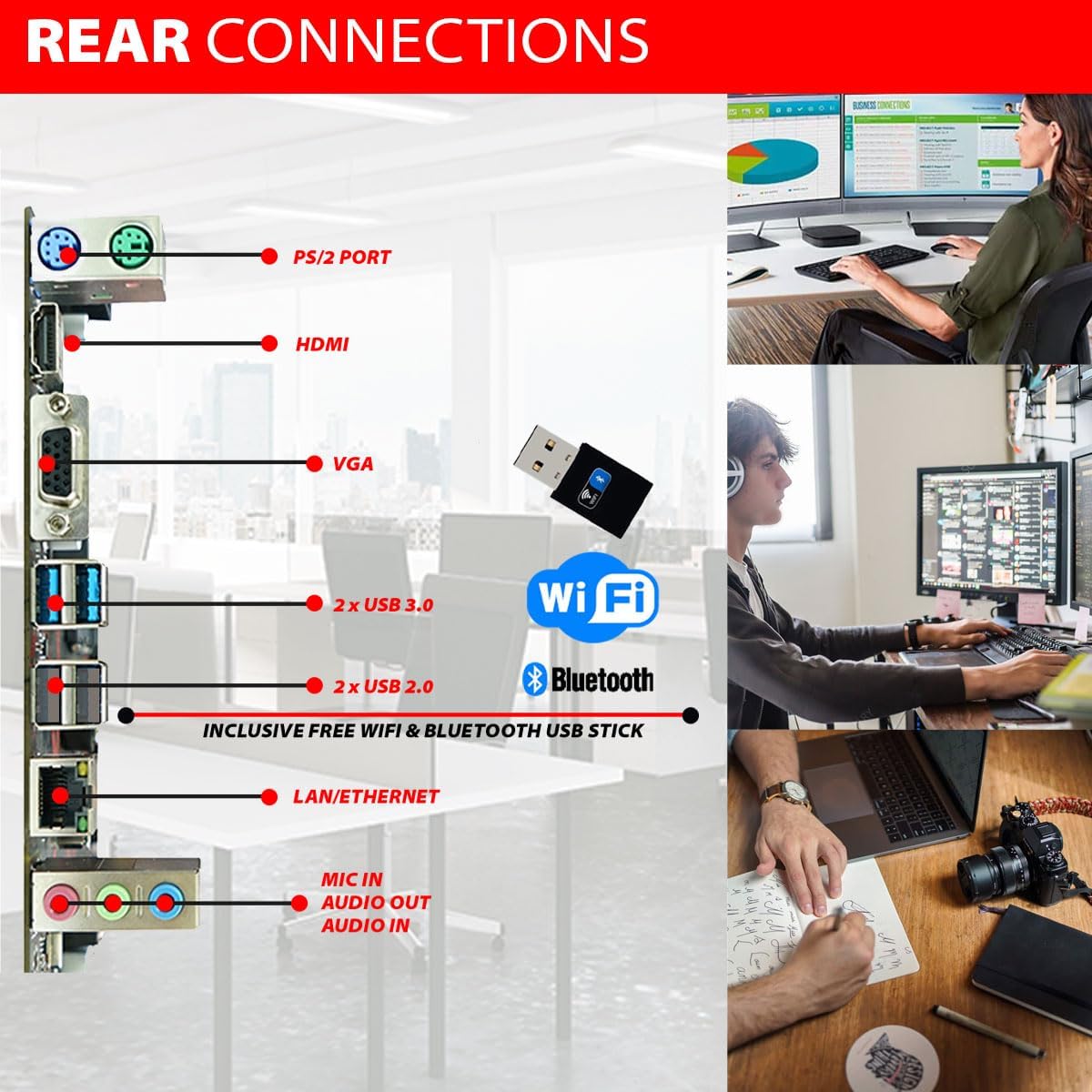 GMR Ultra Max i7 Office PC - Business Office Computer | 16 GB RAM | 512GB SSD | DVD±RW | USB 3 | Windows 11 Pro | WiFi Bluetooth