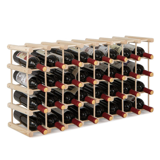 COSTWAY Wine Rack Wood Stackable Bottle Rack for 72 Bottles, Wine Rack with 6 Levels, Wooden Shelf, Bottle Stand for Kitchen, Dining Room, Bar, Basement, 119 x 29 x 72 cm