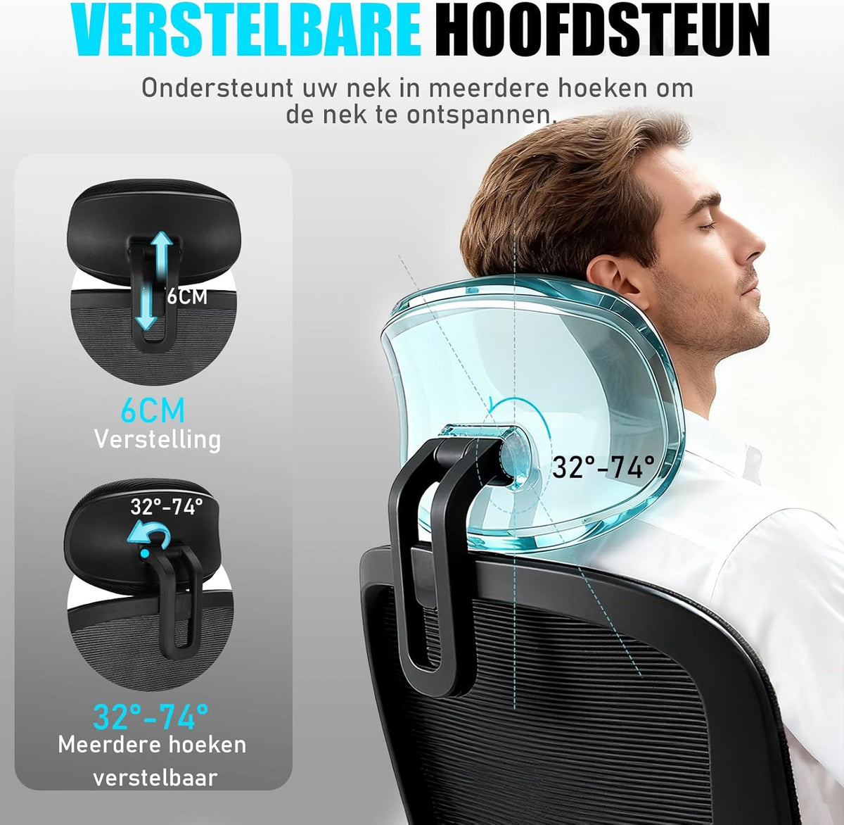 Milacyee Ergonomic Office Chair, Desk Chair with Adjustable 4D Lumbar Support, Office Chair with Headrest, Mesh Executive Chair with 90°-130° Reclining Function (Lockable), Swivel Chair up to 150 kg