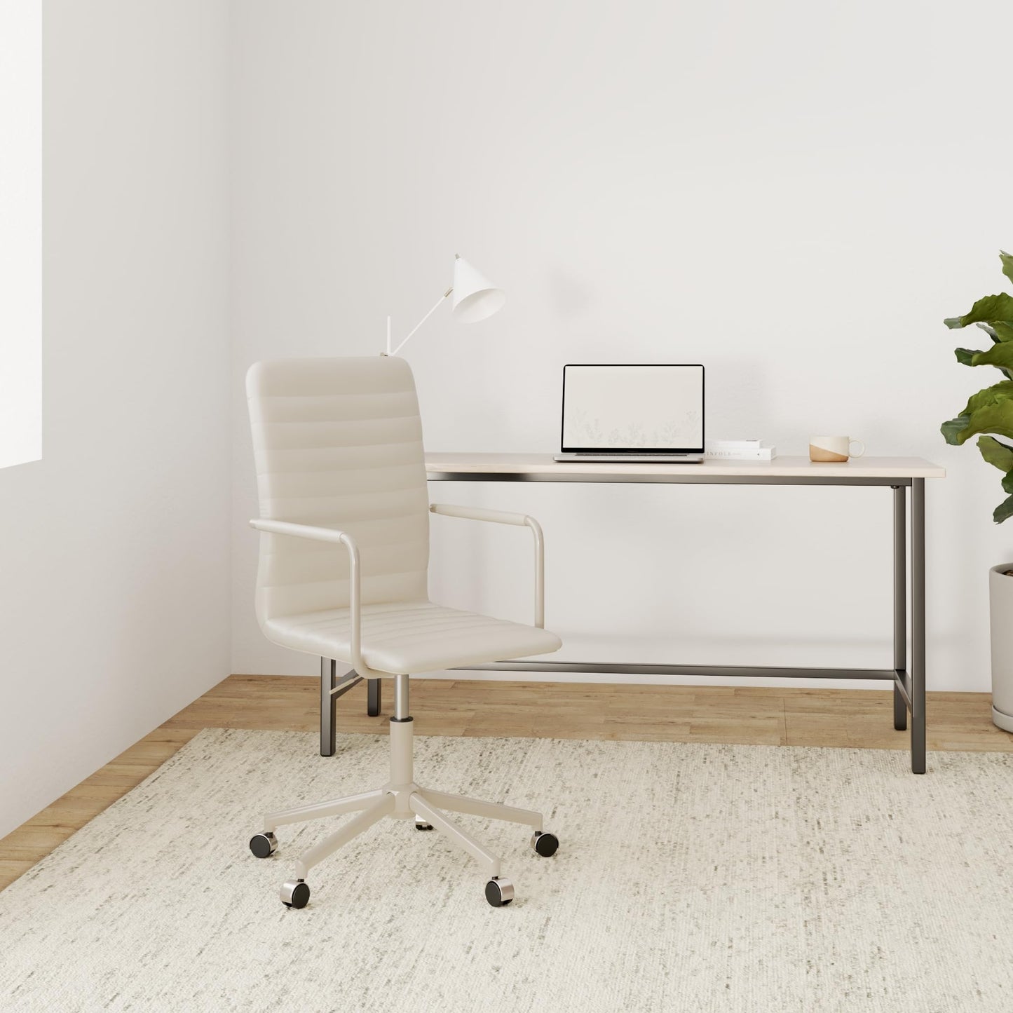 Amazon Basics White PU Leather Office Chair 58 x 58 x 103 cm