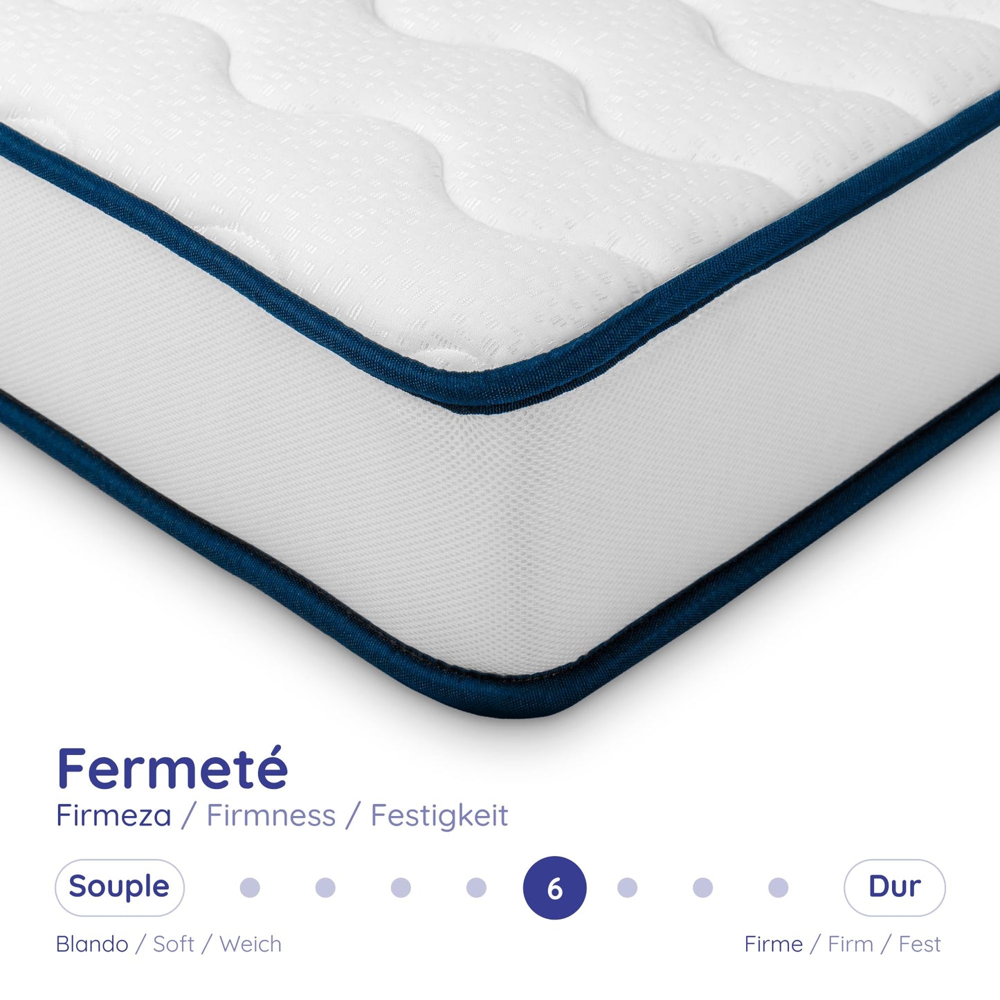 COSMOS - Mattress 180 x 200 cm Upsilon Cold Foam Mattress Hardness H2 - Oeko-Tex Certified - Latex Blue 7-Zone Mattress Height 21 cm - Made in EU