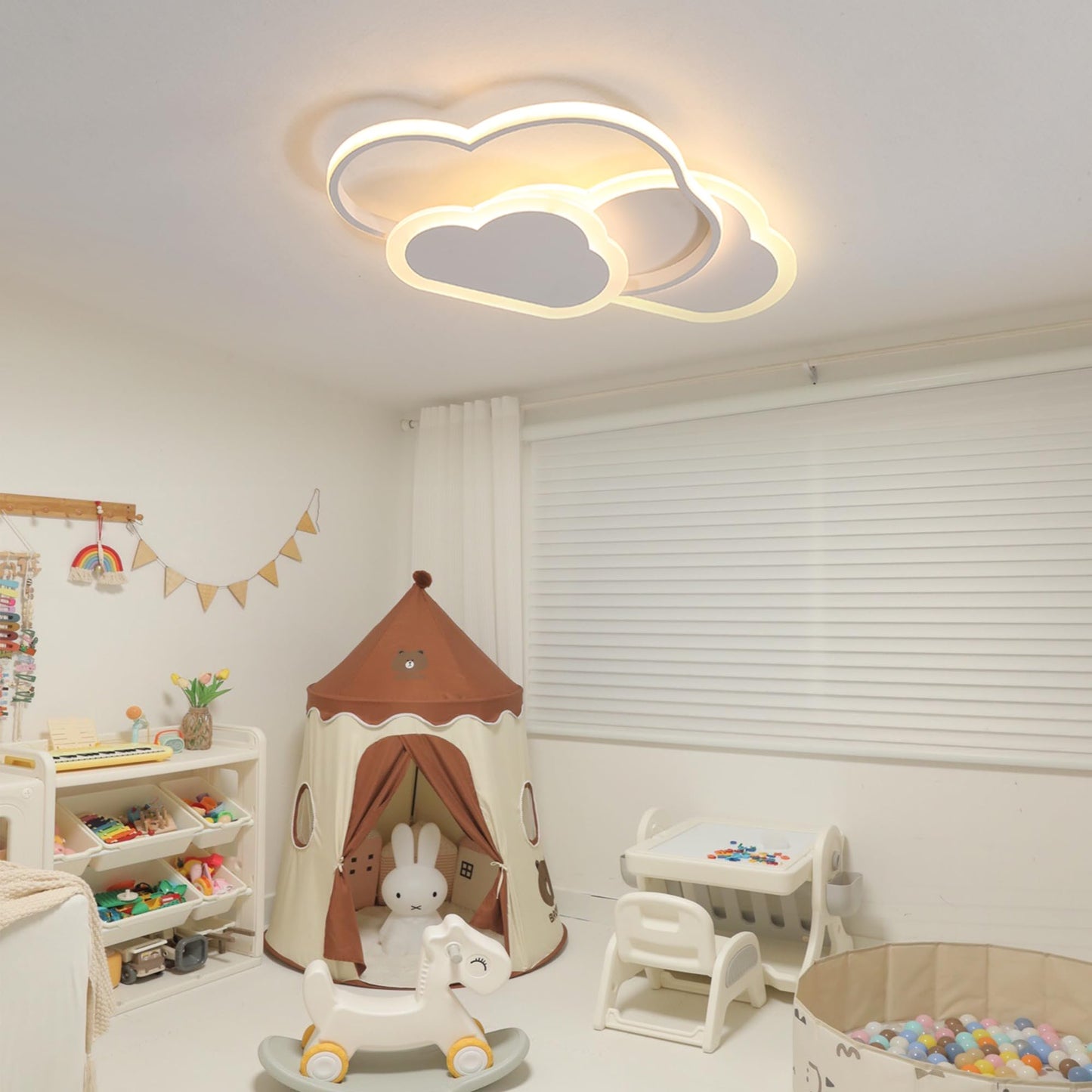34 cm LED Ceiling Light Bedroom Wooden Children's Room Lamp Ceiling Star Children's Lamp Dimmable Ceiling Lamp for Children Lamp with Remote Control